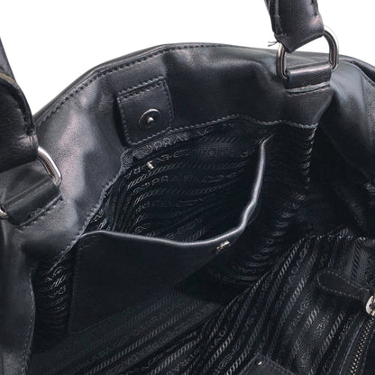 PRADA Logo Handbag Black Vintage bkzmzt