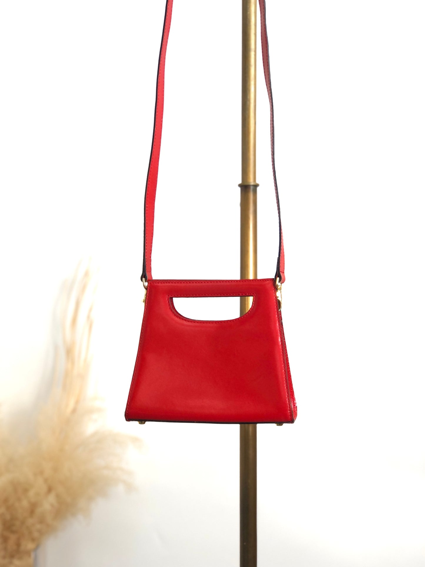 CELINE Two-way Handbag Shoulder bag Red Vintage 23vmug