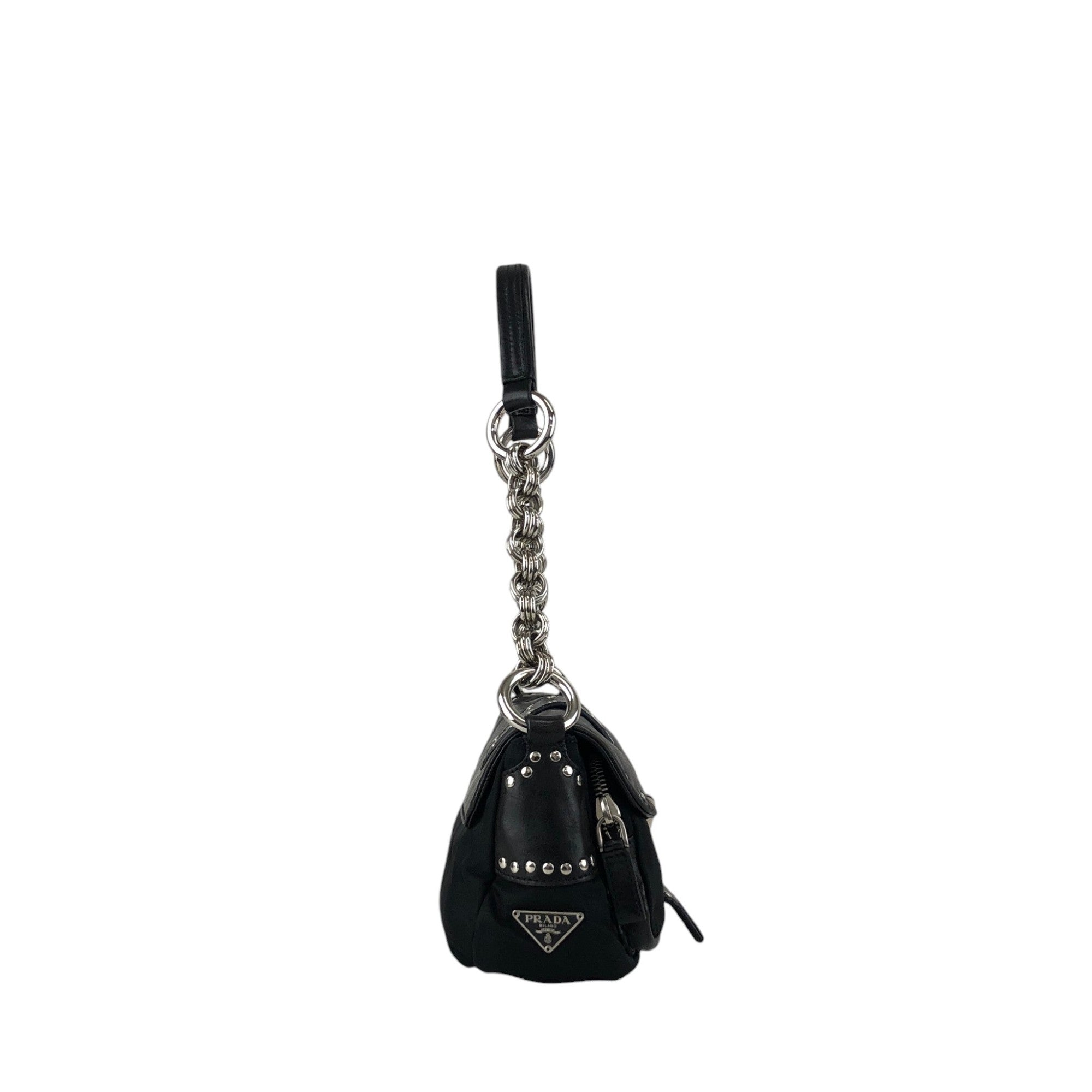 PRADA Triangle Logo Shoulder bag Black Vintage tiuxdg