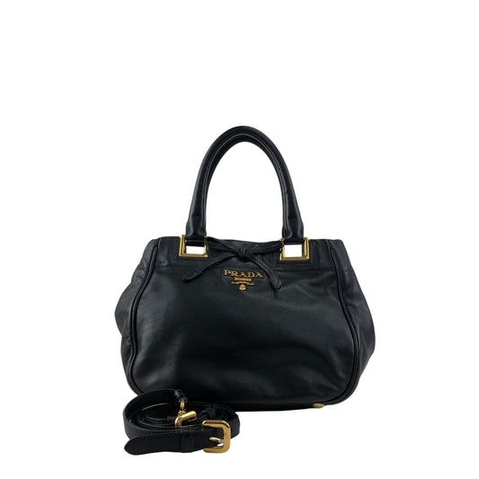 PRADA Logo Drawstring Handbag Shoulder bag Black Vintage dxxaru