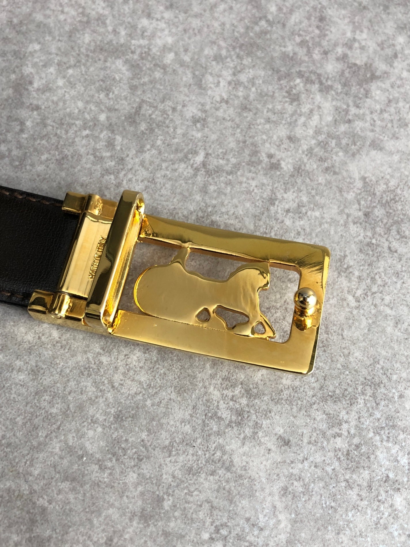 CELINE Horse Carriage Belt Black Vintage mvhfft