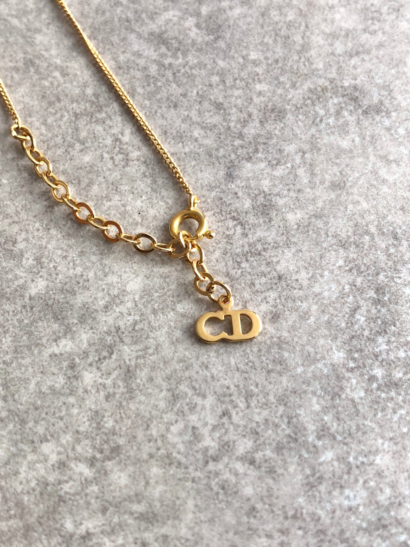 Christian Dior CD Logo Necklace Gold Vintage wwwbfu