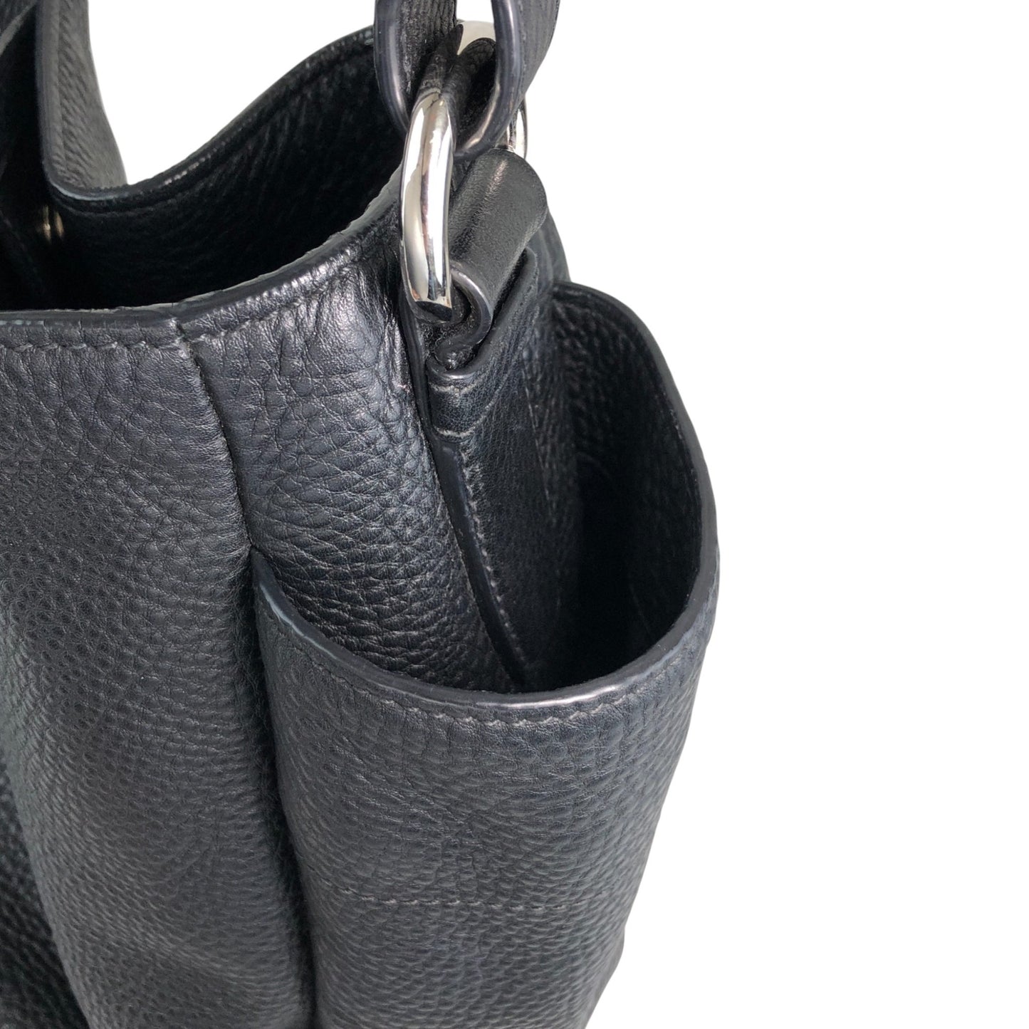 PRADA Triangle Logo Side Pocket Shoulder bag Black Vintage wr45fx