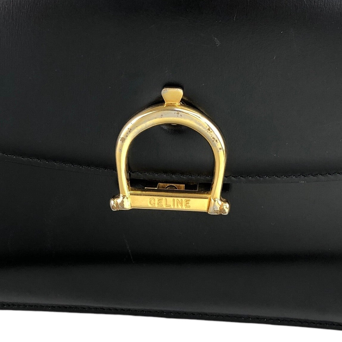 CELINE Horseshoe Crossbody Shoulder bag Black Vintage ueee8w