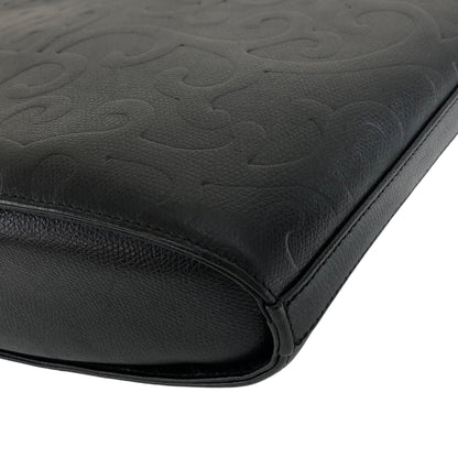 Yves Saint Laurent YSL Logo Arabesque Pattern Leather Shoulder bag Black Vintage xfnsx5