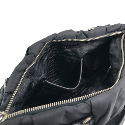 PRADA Logo Shoulder bag Hobobag Black Vintage kut77d