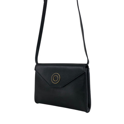 CELINE Circle Logo Shoulder bag Black Vintage bwix55