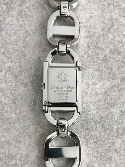 Christian Dior Logo Watch Silver D78-109 Vintage rvjazp
