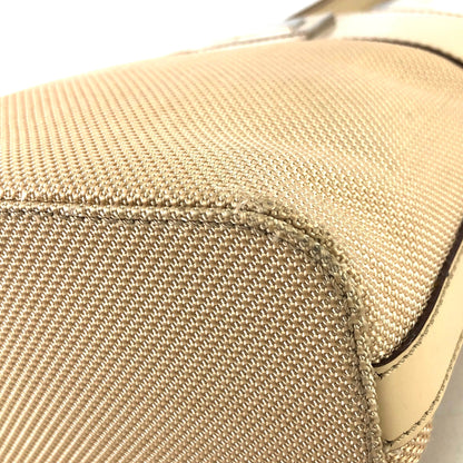CELINE Plate Logo Nylon Enamel Mini Bag Pochette Shoulder Bag Beige Vintage Old Celine 27b7s8