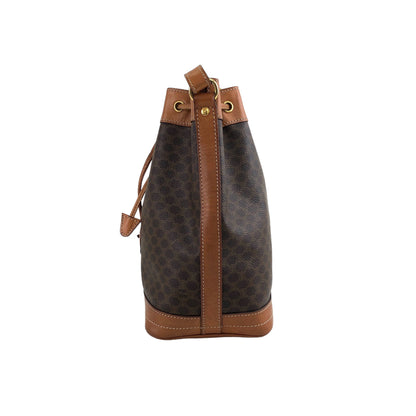 CELINE Macadam Blason Drawstring Shoulder bag Brown Vintage g7zzki