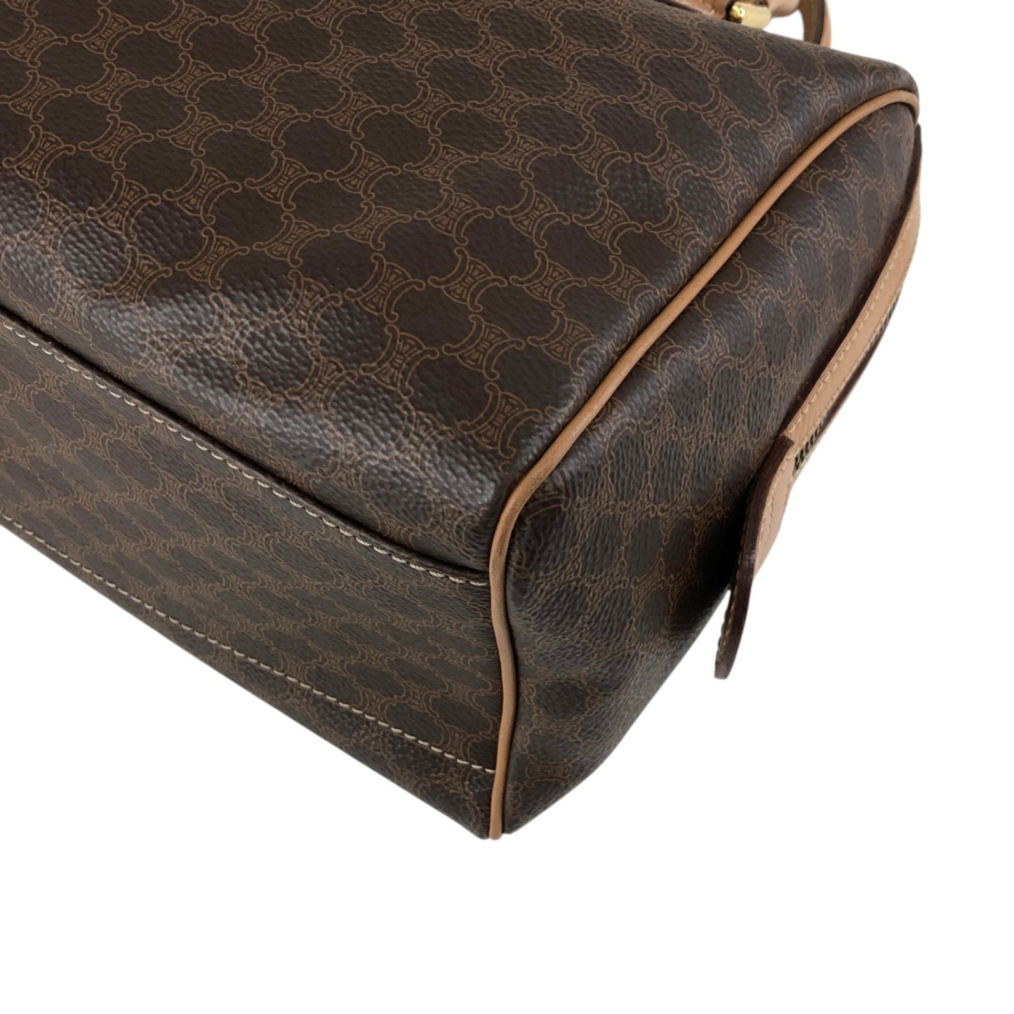 CELINE Macadam Blason Small Boston bag Handbag Brown Vintage tudkhm