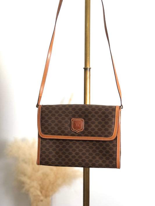 CELINE Macadam Blason Shoulder bag Brown Vintage 2c4duy