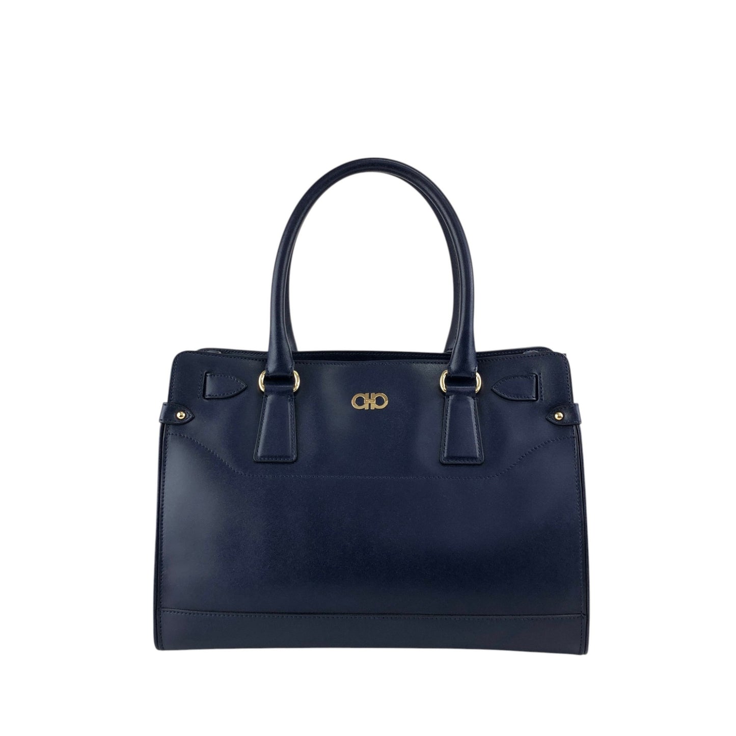 Salvatore Ferragamo Gancini Handbag Totebag Navy Vintage 6faja2