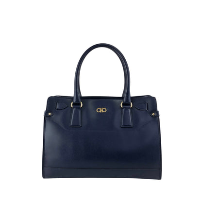 Salvatore Ferragamo Gancini Handbag Totebag Navy Vintage 6faja2