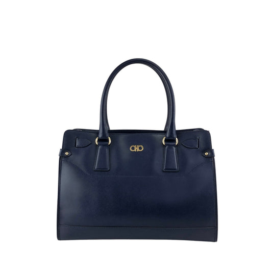 Salvatore Ferragamo Gancini Handbag Totebag Navy Vintage 6faja2