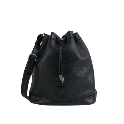 CELINE Blason Drawstring Shoulder bag Black Vintage 2mfbtc