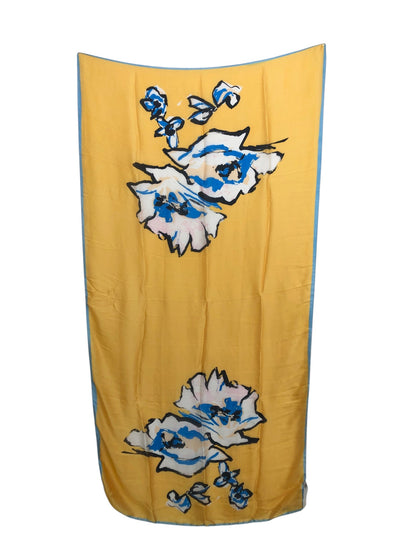 Christian Dior Logo Silk Scarf Yellow×Blue Vintage fybztt