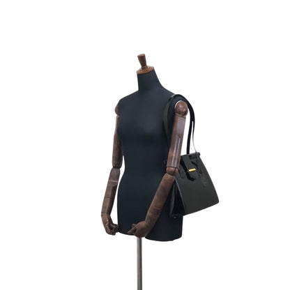 Yves Saint Laurent Logo Handbag Totebag Black Vintage vukaay