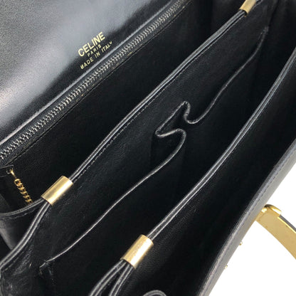 CELINE Triomphe Horse Carriage Shoulder bag Black Vintage pw788h