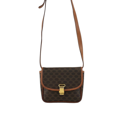 CELINE Macadam Logo Shoulder bag Brown Vintage ajpy3m