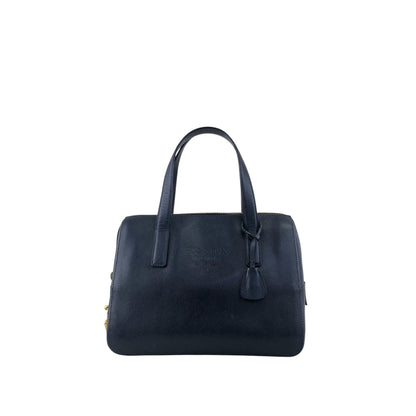 PRADA Logo Embossed Padlock Handbag Navy Vintage w43cew