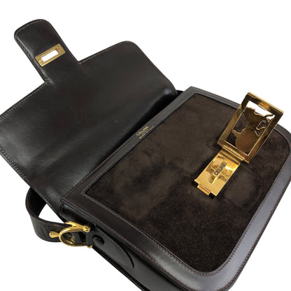 CELINE Horse Carriage Shoulder bag Brown Vintage 8kncfy