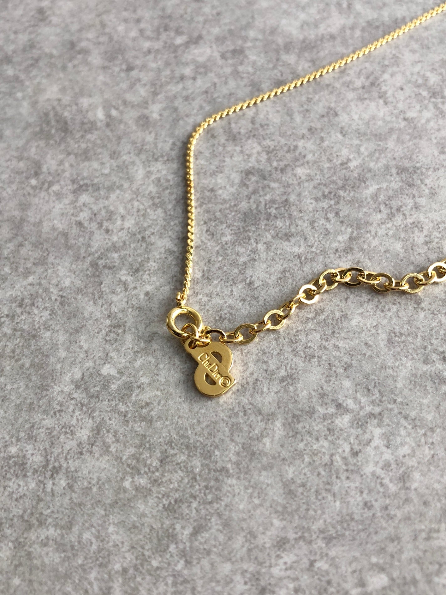 Christian Dior CD Logo Necklace Gold Vintage vppx7b