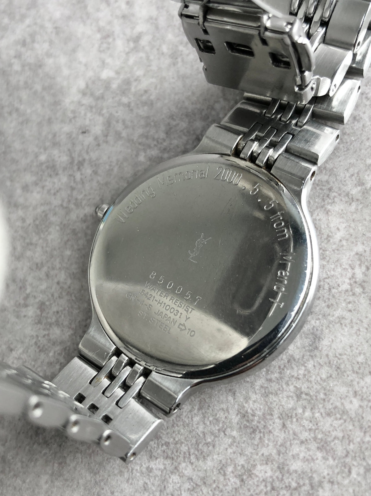 Yves Saint Laurent YSL Logo Watch Silver Vintage rshuab