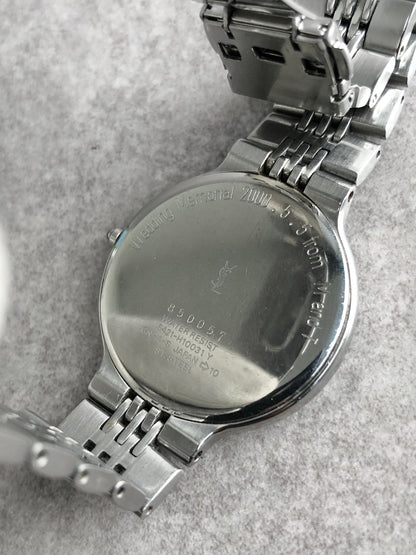 Yves Saint Laurent YSL Logo Watch Silver Vintage rshuab