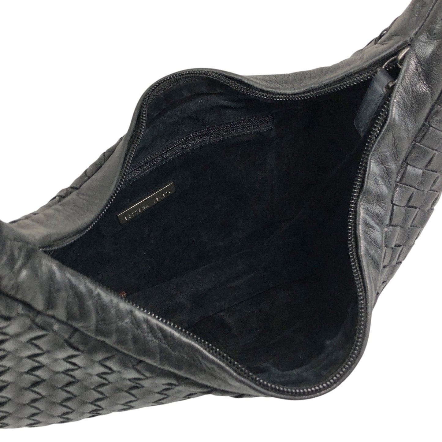 Bottega Veneta Intrecciato Handbag Hobobag Black 10500 105264NE Vintage xsmh56