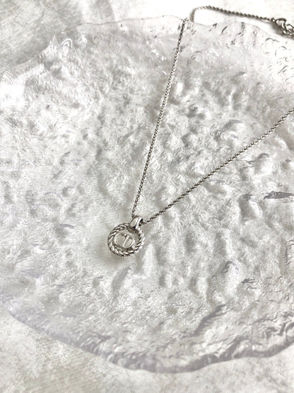 Christian Dior CD Logo Necklace Silver Vintage pshihx