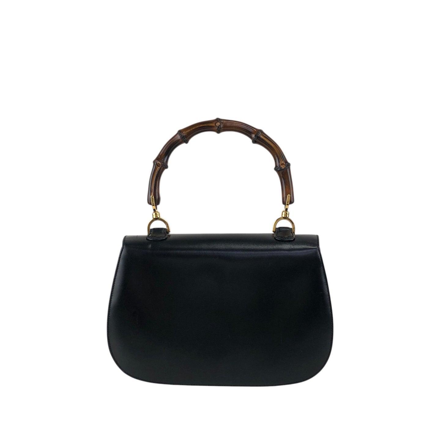 GUCCI Bamboo Turn Lock Handbag Black Vintage 57imw4