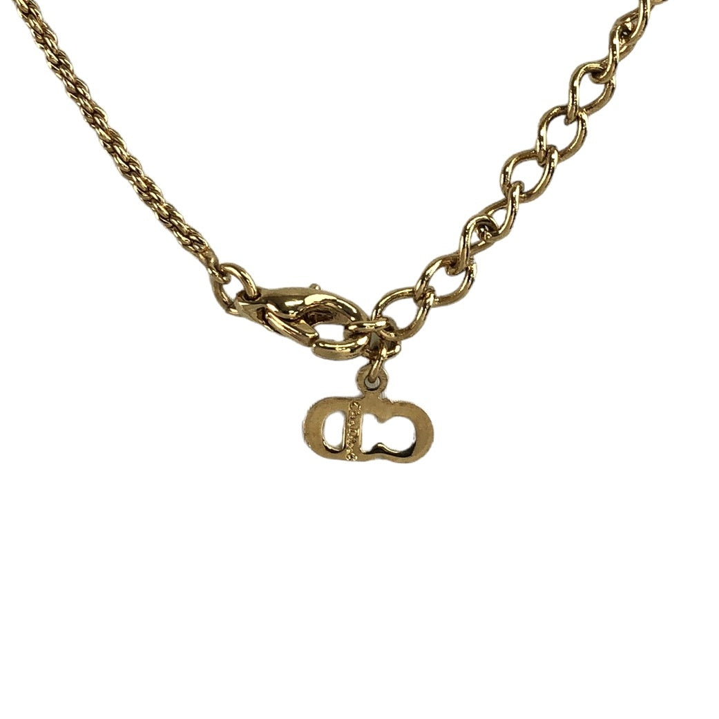 Christian hotsell Dior Rhinestone Logo Heart Necklace Gold Tone