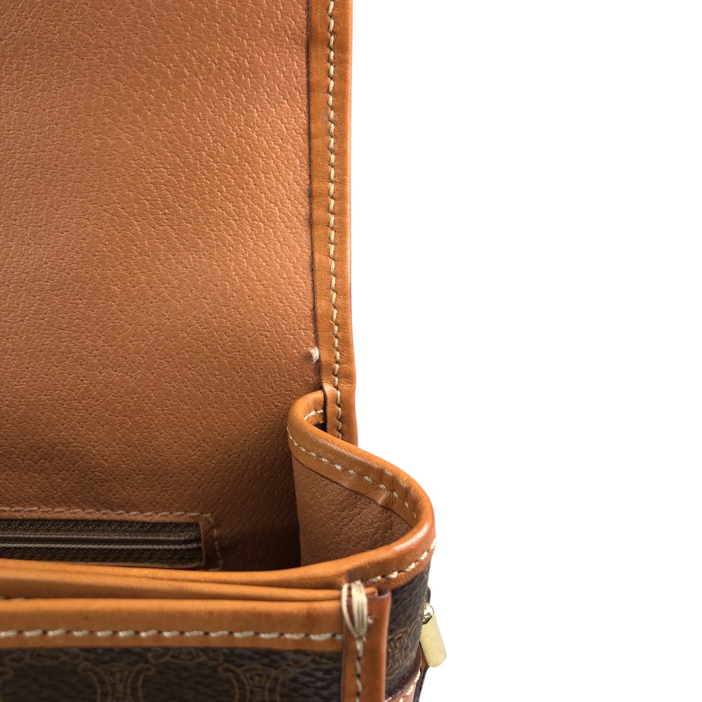 CELINE Macadam Blason Flap Shoulder bag Brown Vintage 2etvvm