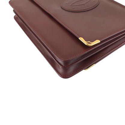 Cartier Logo Embossed Flap Shoulder bag Bordeaux Vintage hydpbp