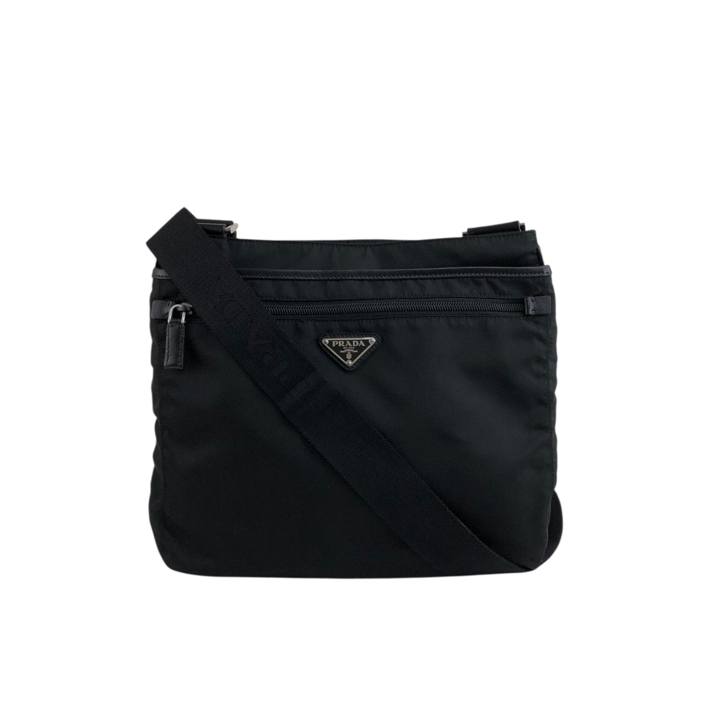 PRADA Tessuto Triangle logo Shoulder bag Black Vintage 4i8cr5