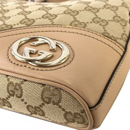 GUCCI GG Pattern Jacquard Leather Shoulder bag Hobobag Beige Vintage y4h8mn
