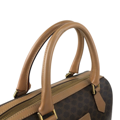 CELINE Macadam Blason Small Boston bag Handbag Brown Vintage tudkhm
