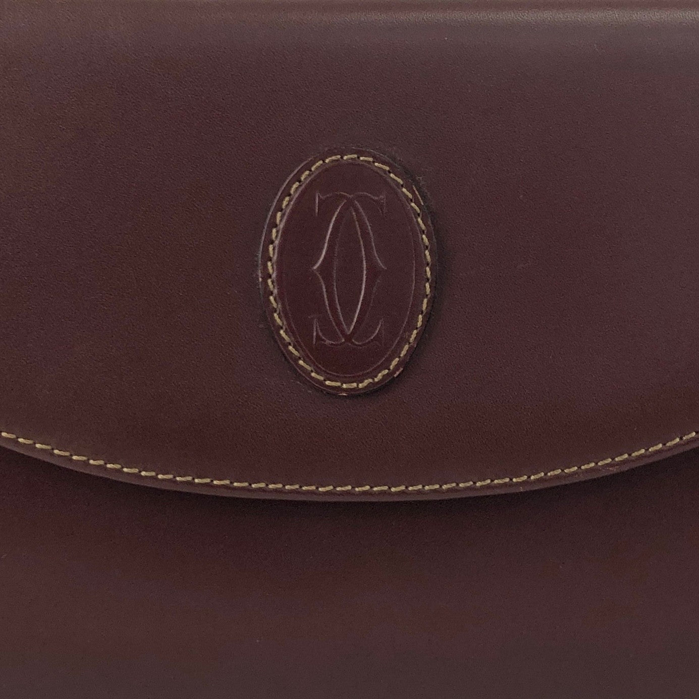 Cartier Logo Embossed Shoulder bag Bordeaux Vintage ezui2a