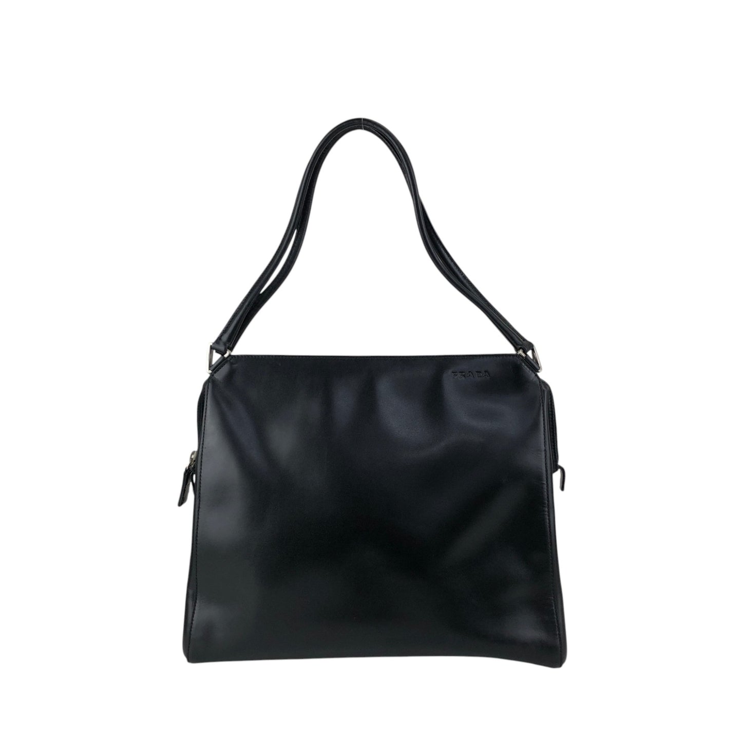 PRADA Logo Embossed Shoulder bag Black T4Q8CGH Vintage duepcf
