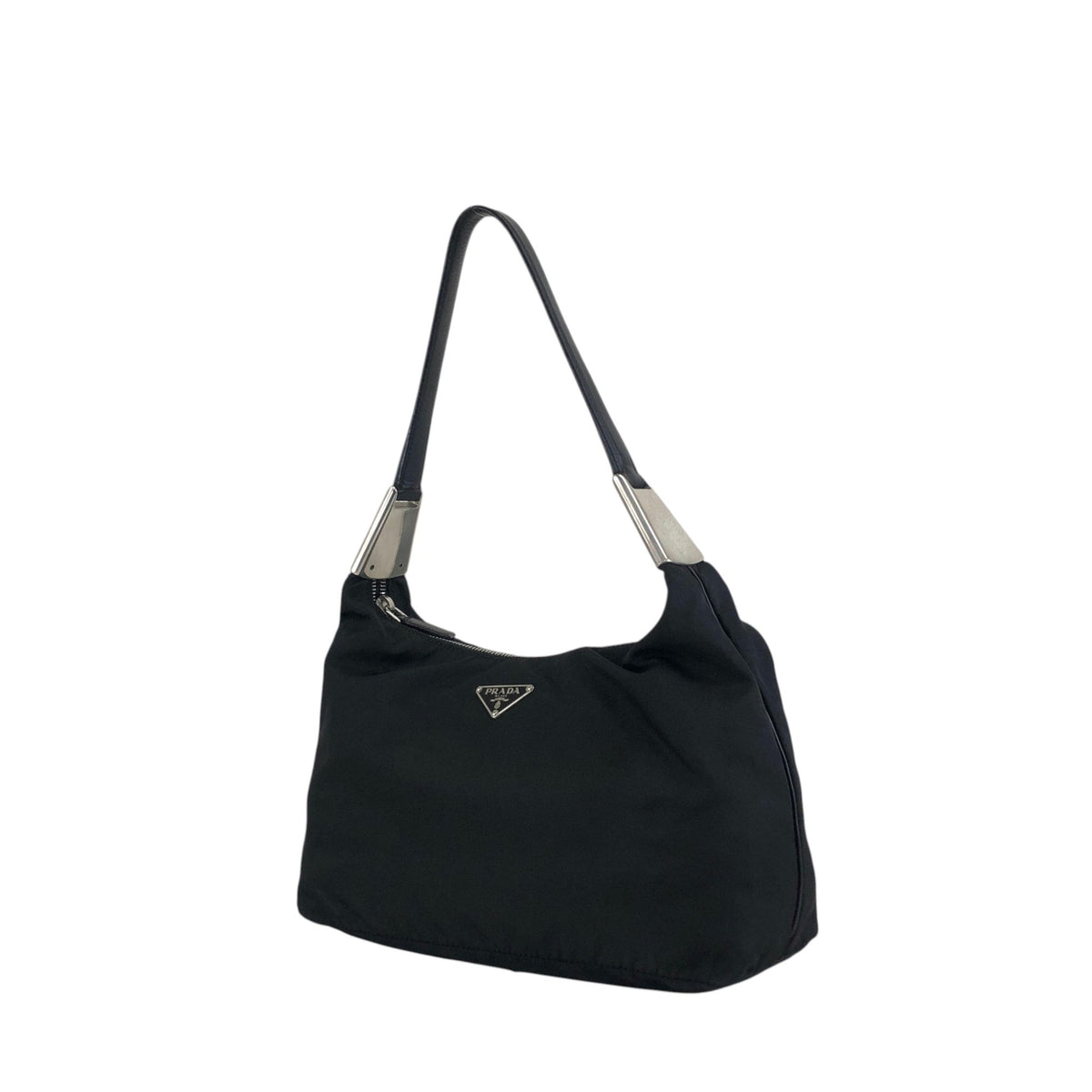 PRADA Tessuto Triangle Logo Shoulder bag Black Vintage 7c33nu