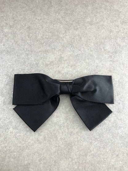CHANEL Ribbon Barrette Black Vintage 3efxk8