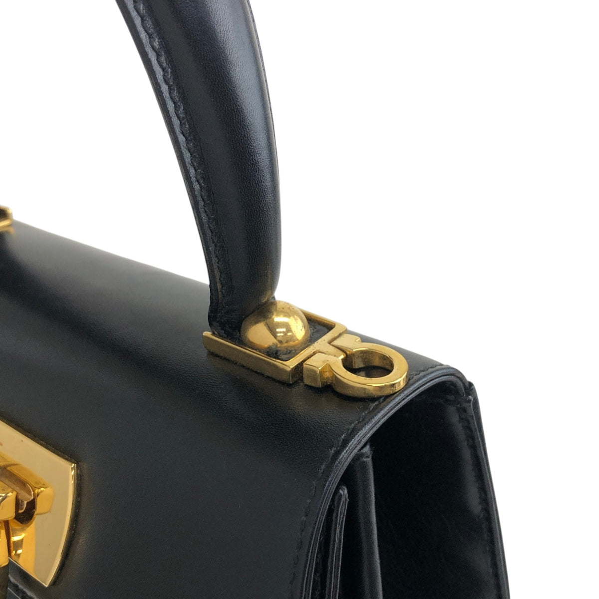 Salvatore Ferragamo Gancini Two-way Handbag Shoulder bag Black Vintage eddc85