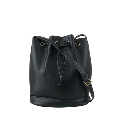 Yves Saint Laurent YSL Logo Drawstring Shoulder bag Black Vintage 3jig7u