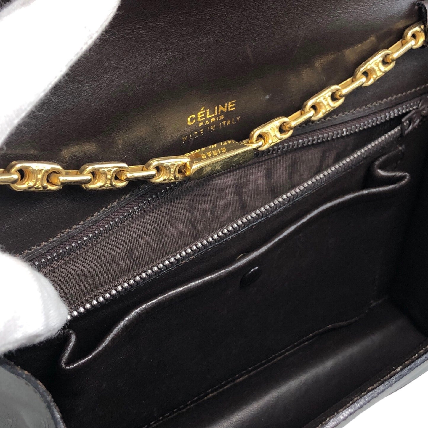 CELINE Blason Chain Shoulder bag Brown Vintage 5dcbrt