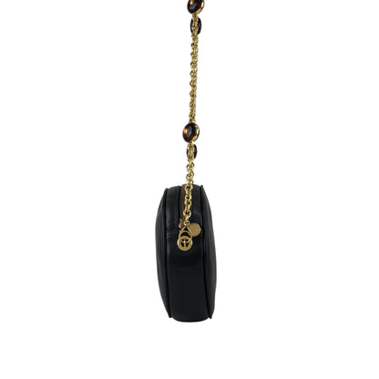 FENDI Logo Embossed Chain Shoulder bag Black Vintage d26mnc