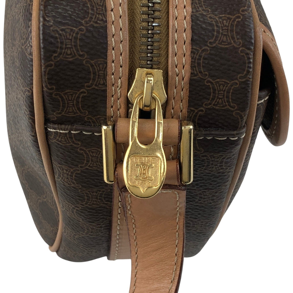 CELINE Macadam Gancini Shoulder bag Brown Vintage ymrfek