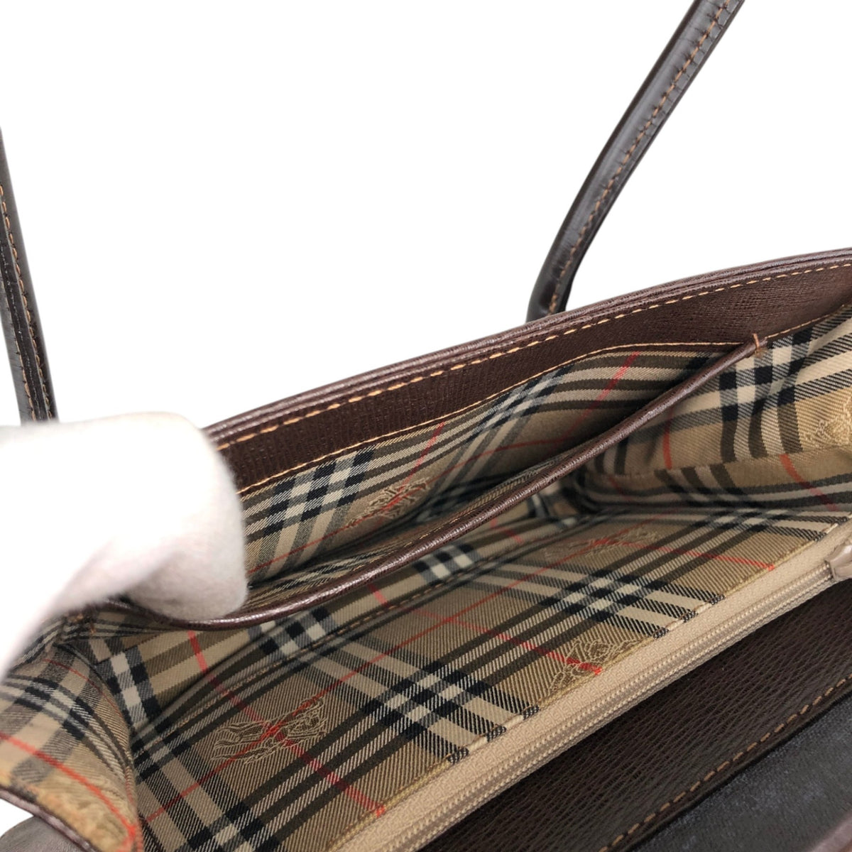 BURBERRY Logo Handbag Brown Vintage fpn5te