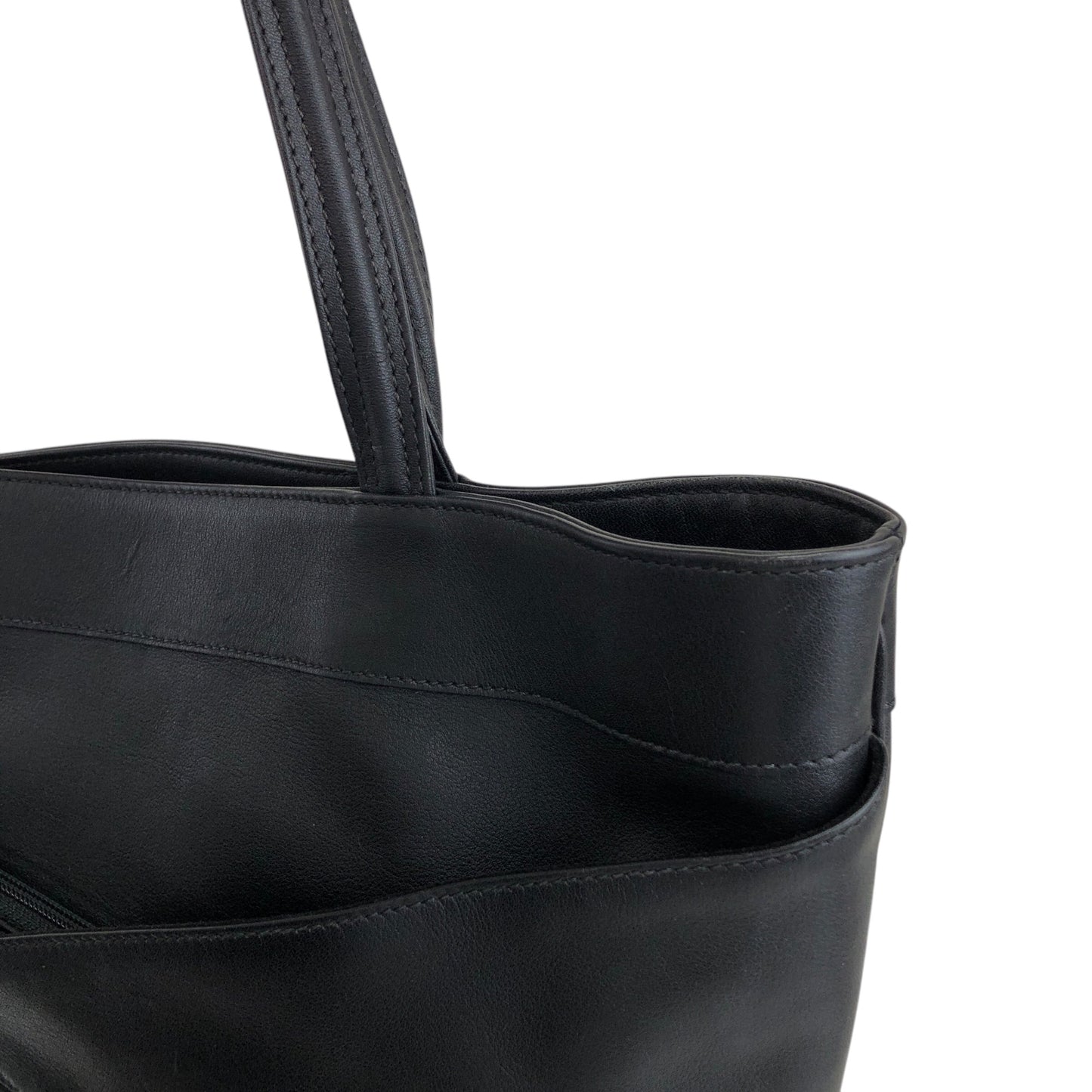 GUCCI Logo Embossed Shoulder bag Totebag Black Vintage cgykye