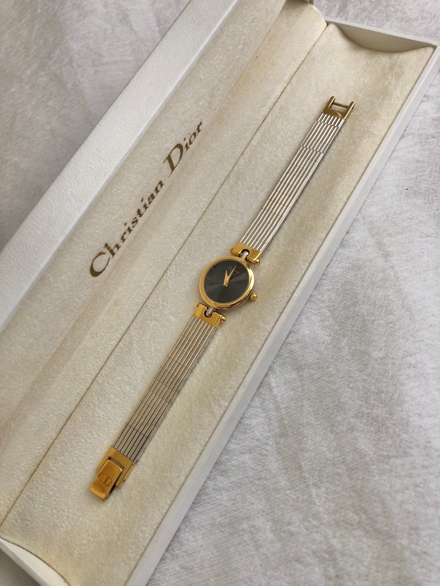 Christian Dior Quartz Watch Silver×Gold 3025 Vintage irm46k